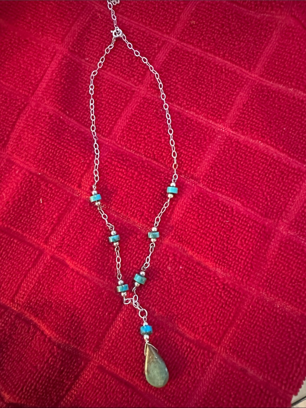 Sterling silver Turquoise Bead Teardrop Pendant Necklace - Women's Jewelry